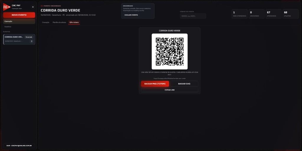 QR e totens do evento